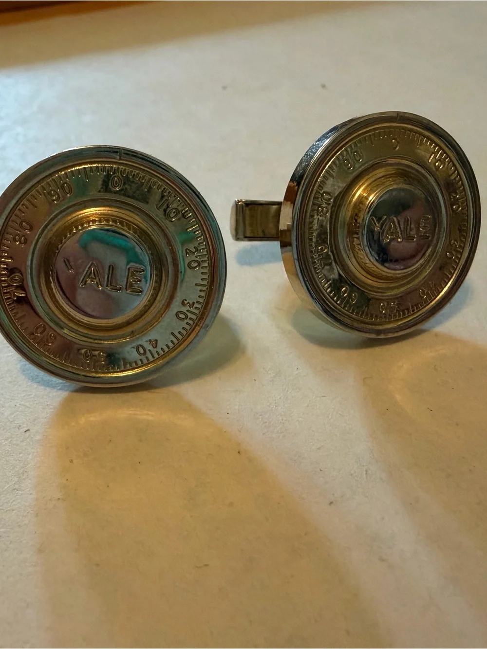 Vintage 1950’s-1970’s Yale Combination Lock Cufflinks, gold toned T2472958
